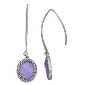 Purple Stone Threader Earrings